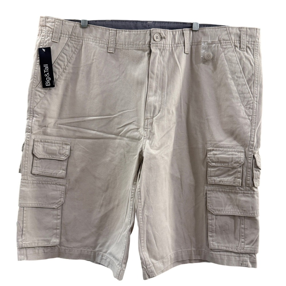 J. Ferrar Mens Big & Tall Cargo Shorts Classic Stone Cotton Size 46 NWT